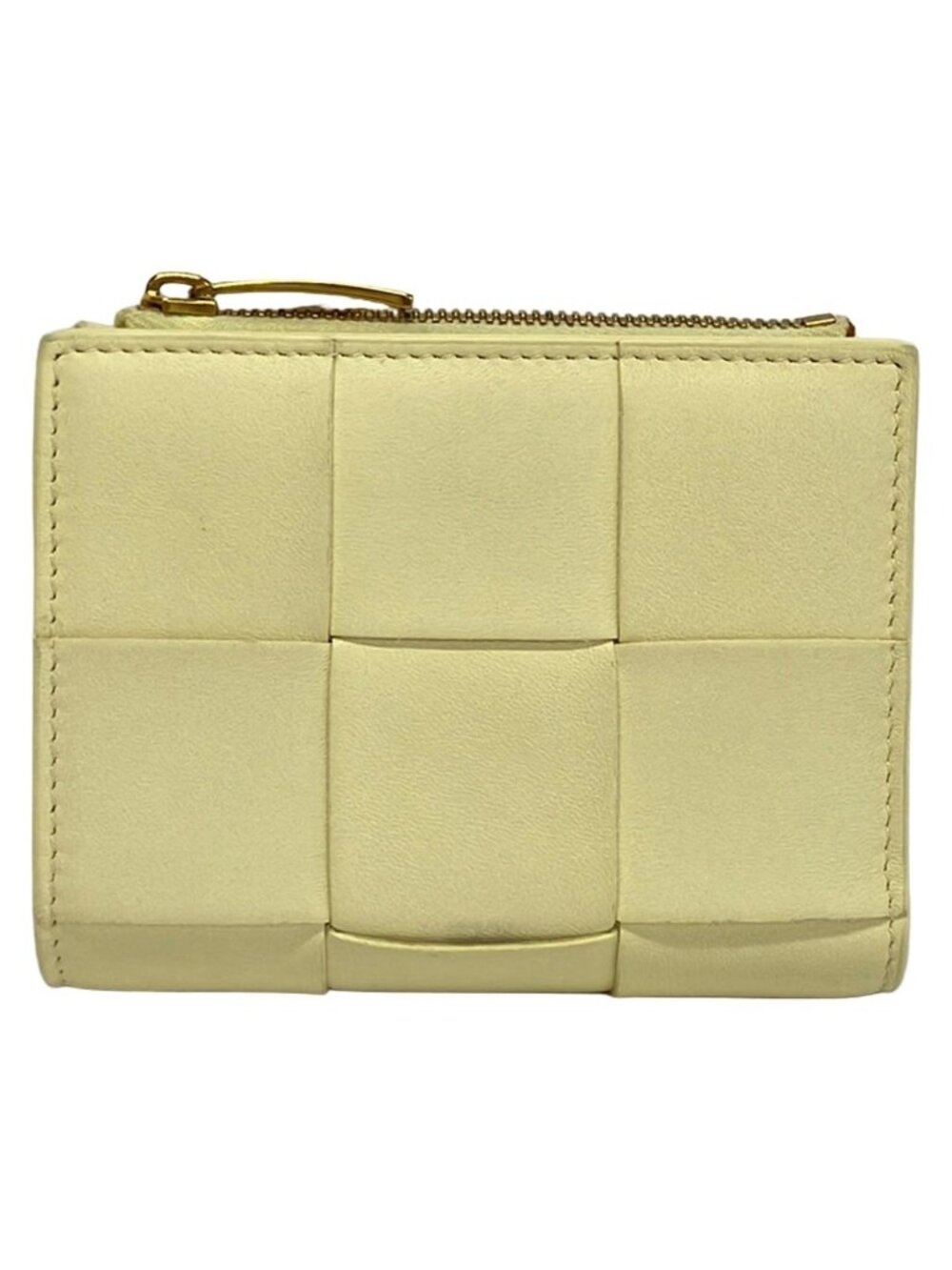 Bottega Veneta Bifold Wallet Cassette Light Yellow Leather